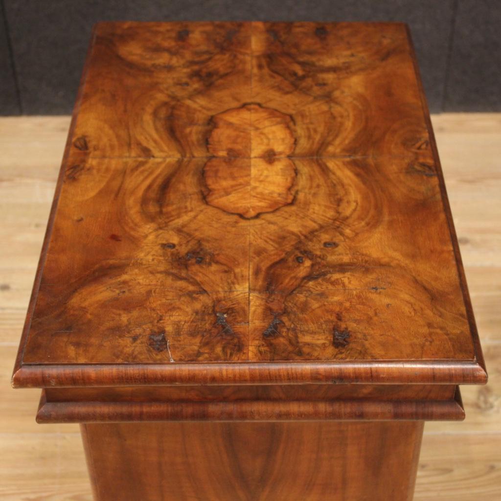 20th Century Walnut Wood Art Deco Style Italian Side Table, 1950 2