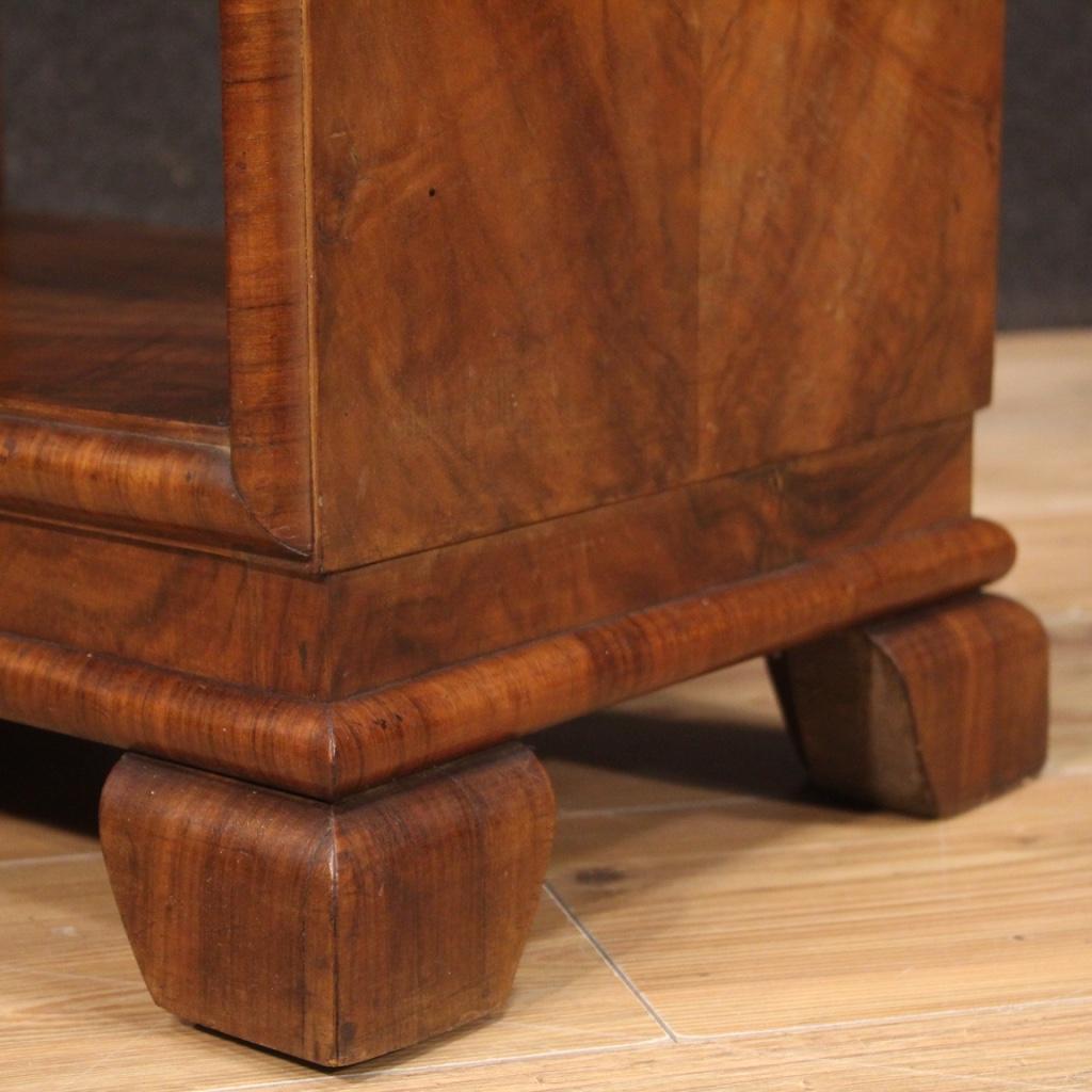 20th Century Walnut Wood Art Deco Style Italian Side Table, 1950 4