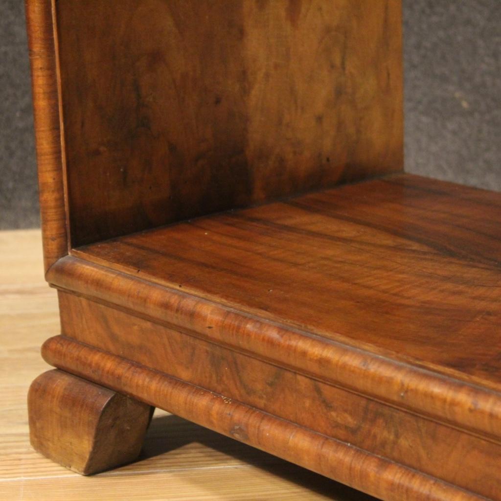 20th Century Walnut Wood Art Deco Style Italian Side Table, 1950 5