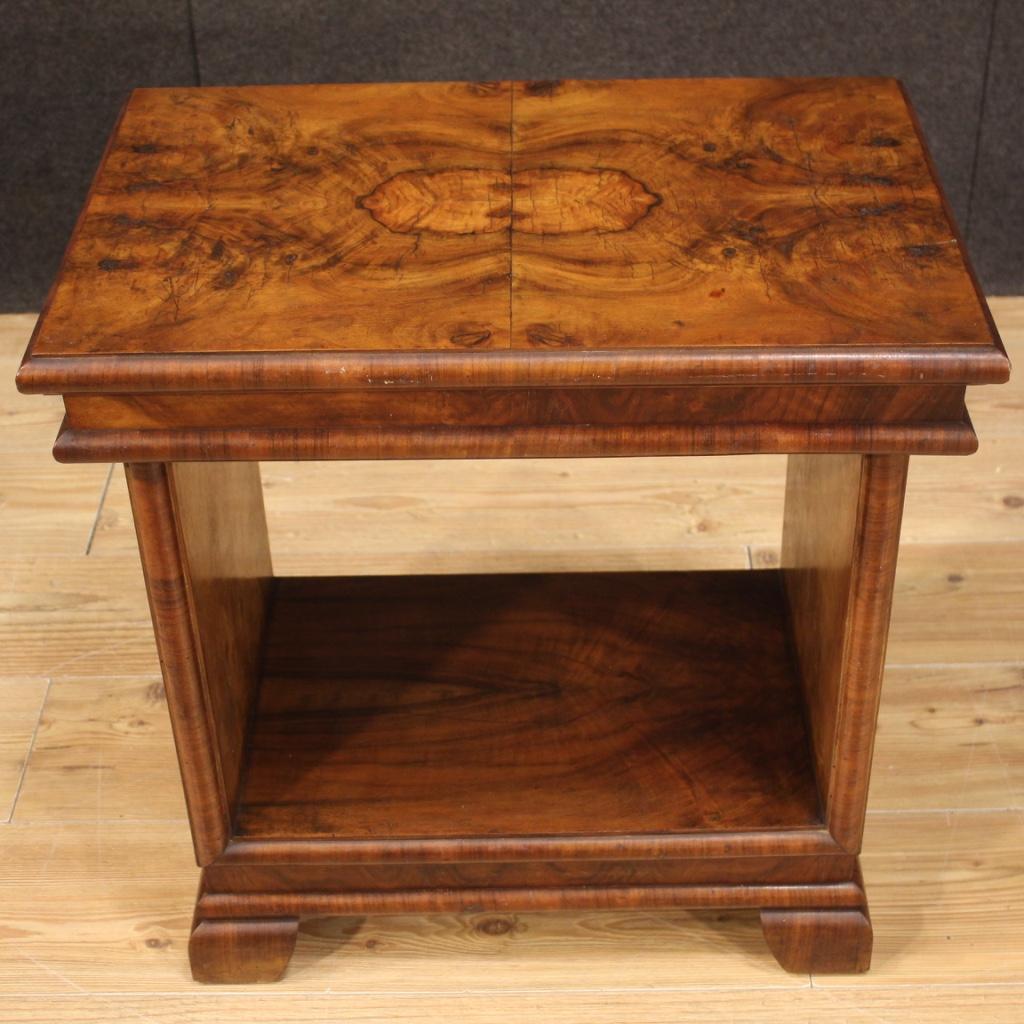 20th Century Walnut Wood Art Deco Style Italian Side Table, 1950 6