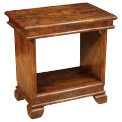 20th Century Walnut Wood Art Deco Style Italian Side Table, 1950