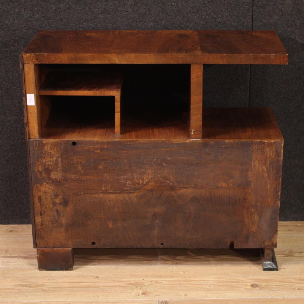 20th Century Walnut Wood Italian Art Deco Sideboard Small Cabinet, 1930s For Sale 1