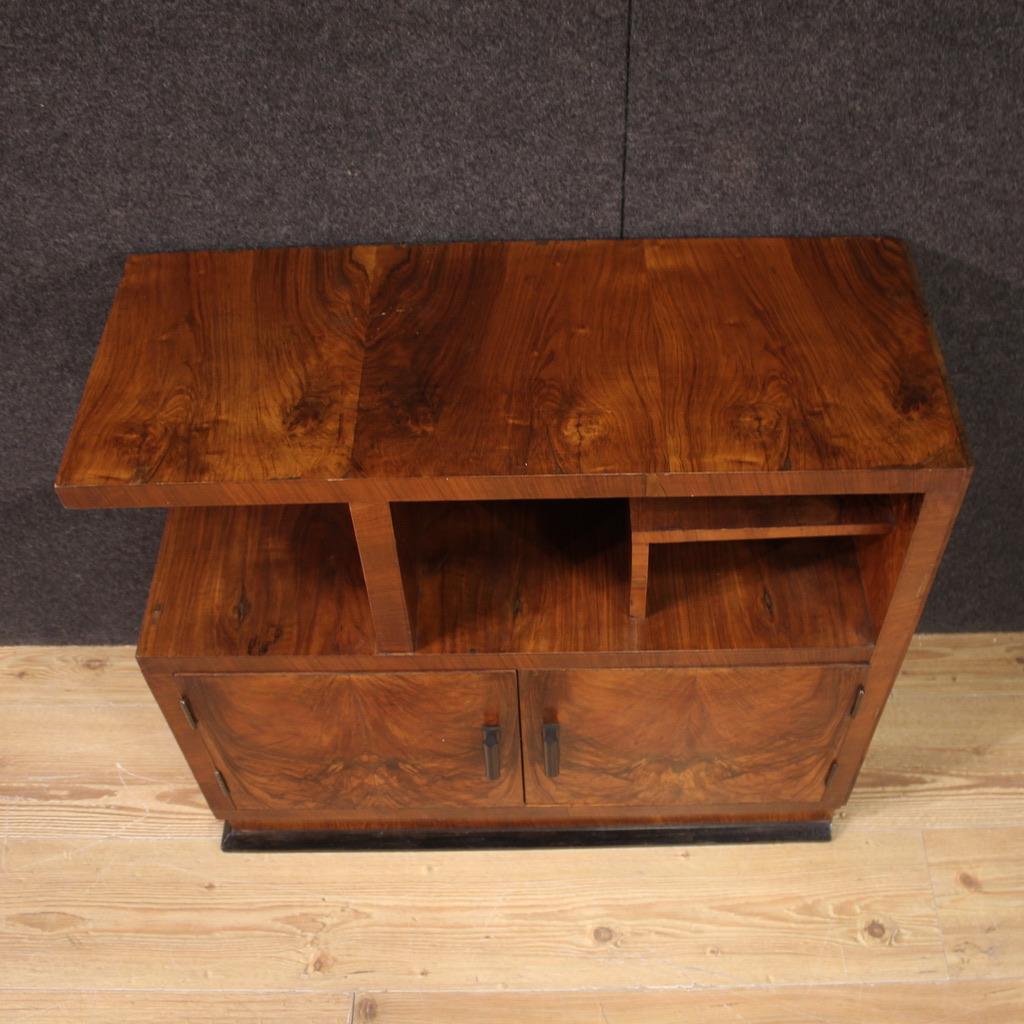 20th Century Walnut Wood Italian Art Deco Sideboard Small Cabinet, 1930s For Sale 4