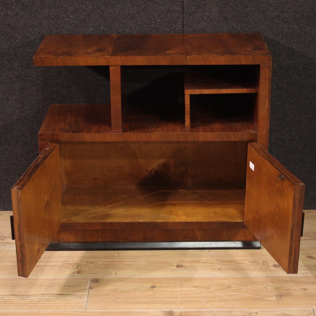20th Century Walnut Wood Italian Art Deco Sideboard Small Cabinet, 1930s For Sale 5