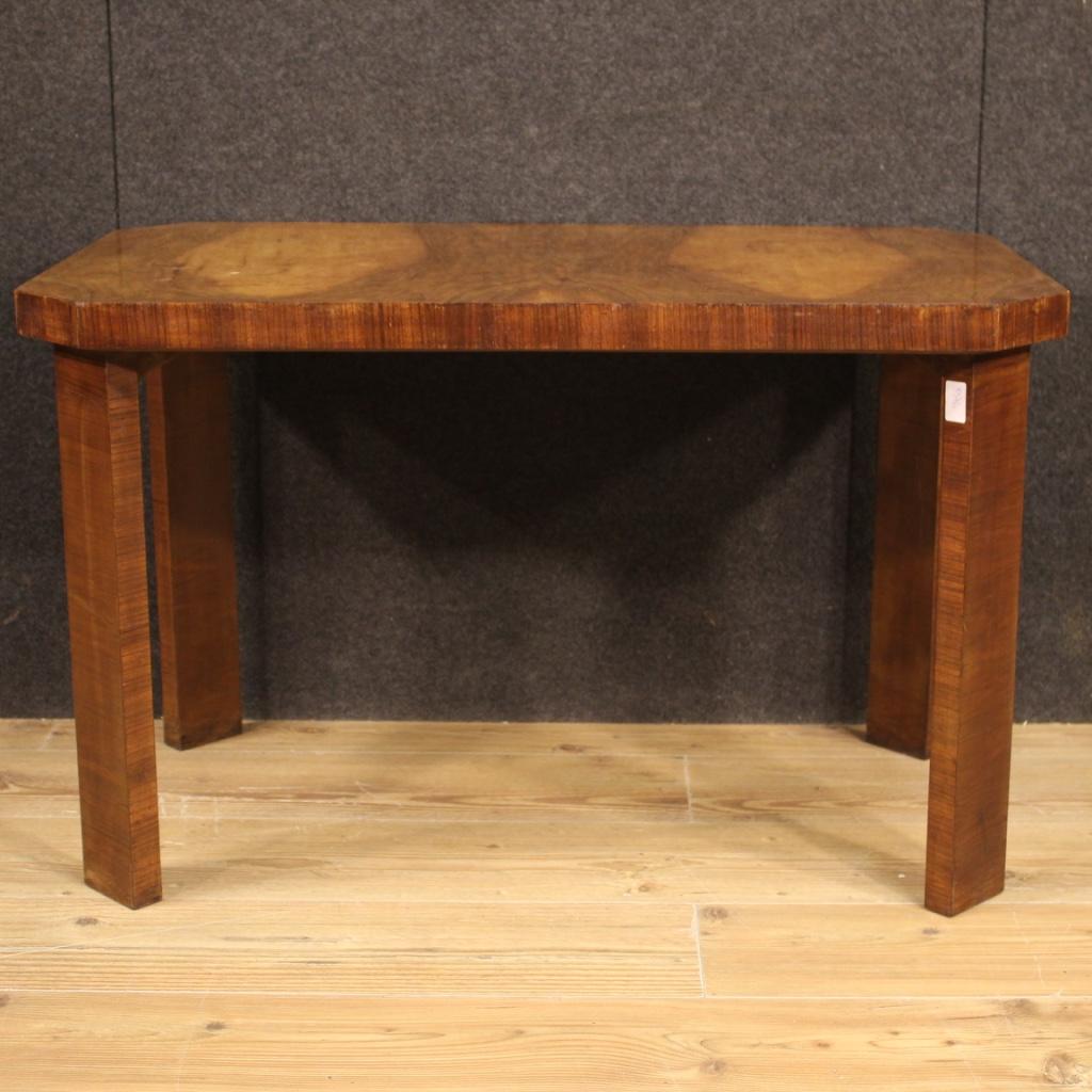 20th Century Walnut Wood Italian Art Deco Style Coffee Table, 1950 For Sale 3