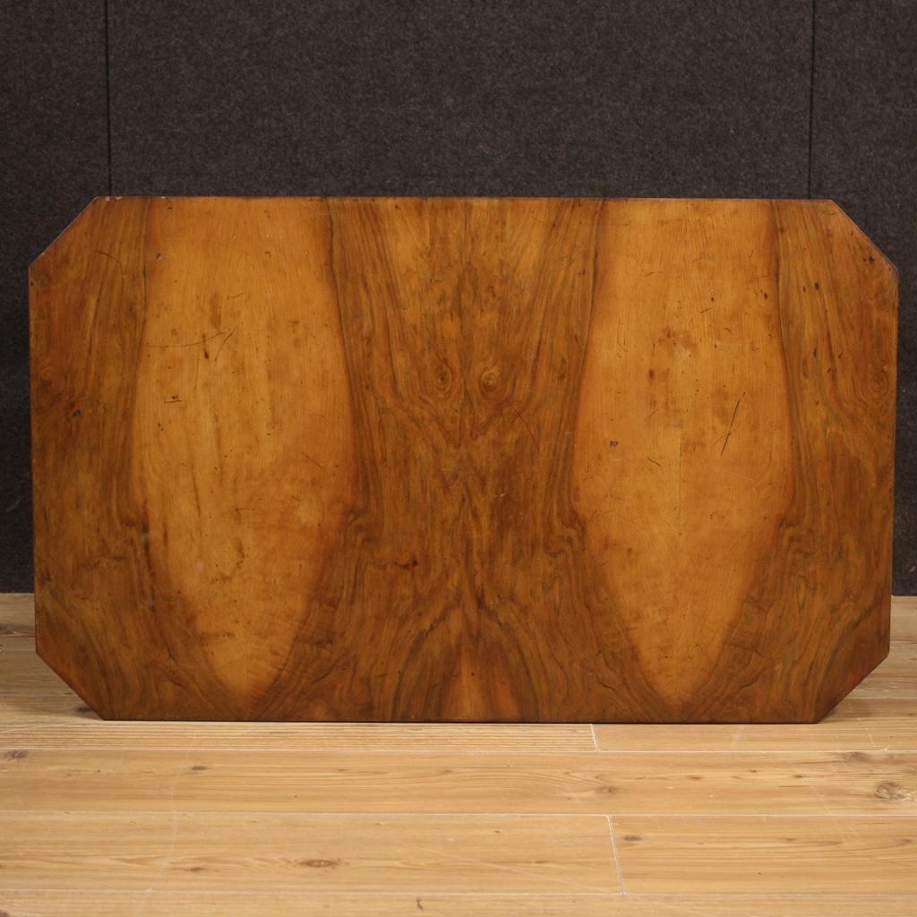 20th Century Walnut Wood Italian Art Deco Style Coffee Table, 1950 For Sale 6