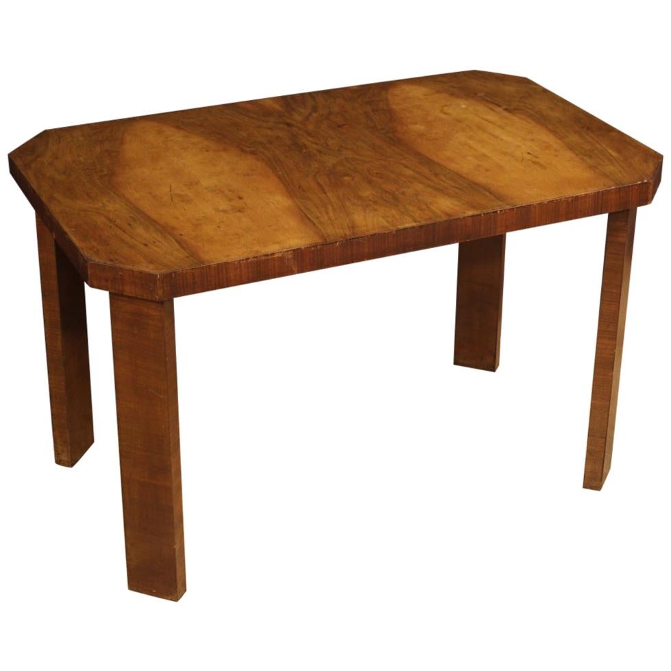 20th Century Walnut Wood Italian Art Deco Style Coffee Table, 1950