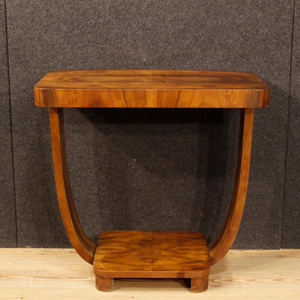 20th Century Walnut Wood Italian Art Deco Style Side Table, 1970 6