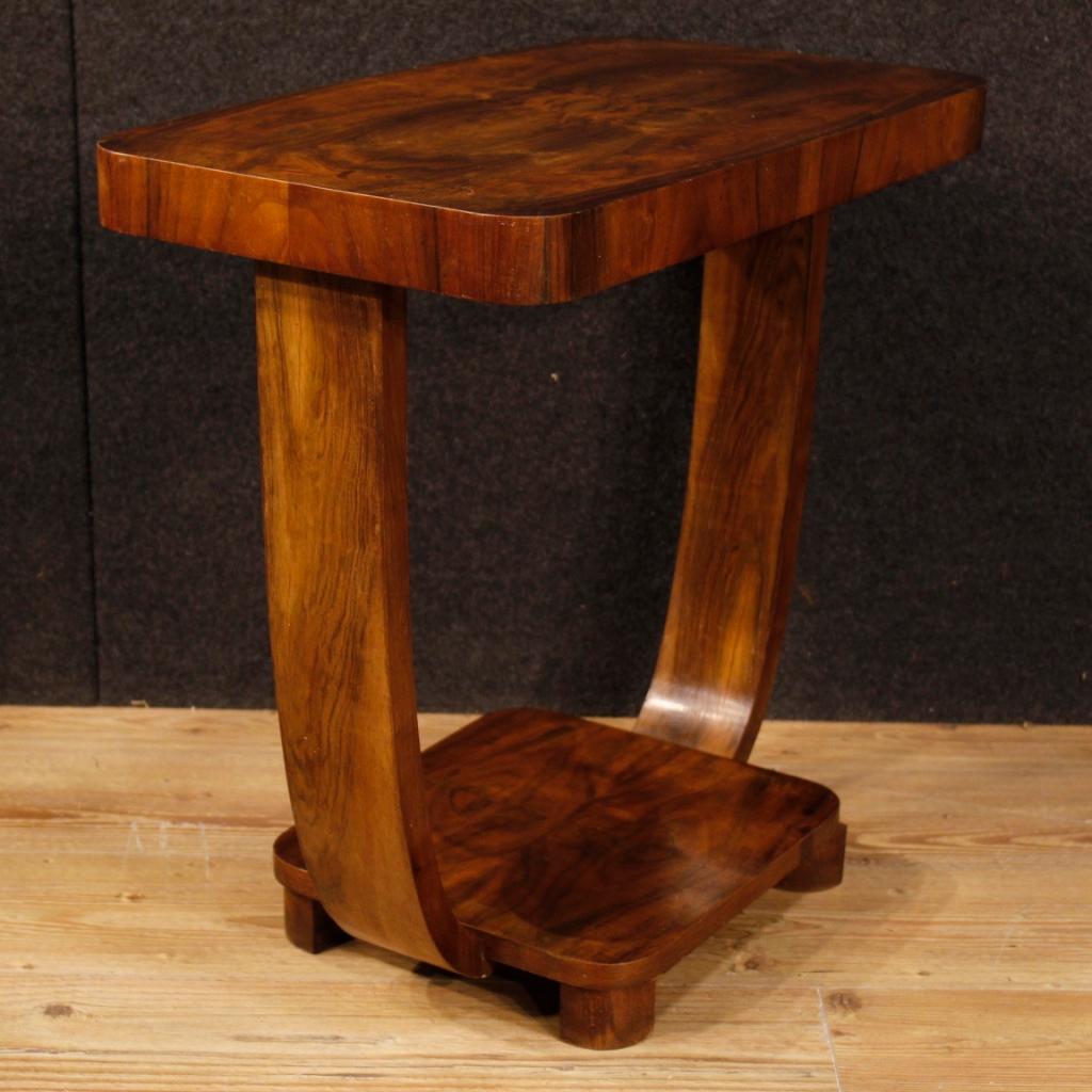 Late 20th Century 20th Century Walnut Wood Italian Art Deco Style Side Table, 1970