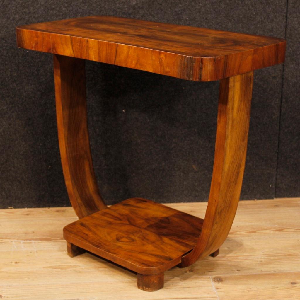 20th Century Walnut Wood Italian Art Deco Style Side Table, 1970 1