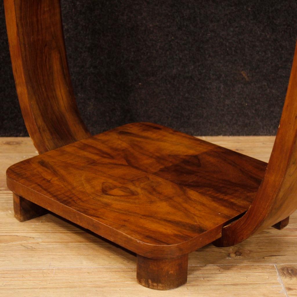 20th Century Walnut Wood Italian Art Deco Style Side Table, 1970 2