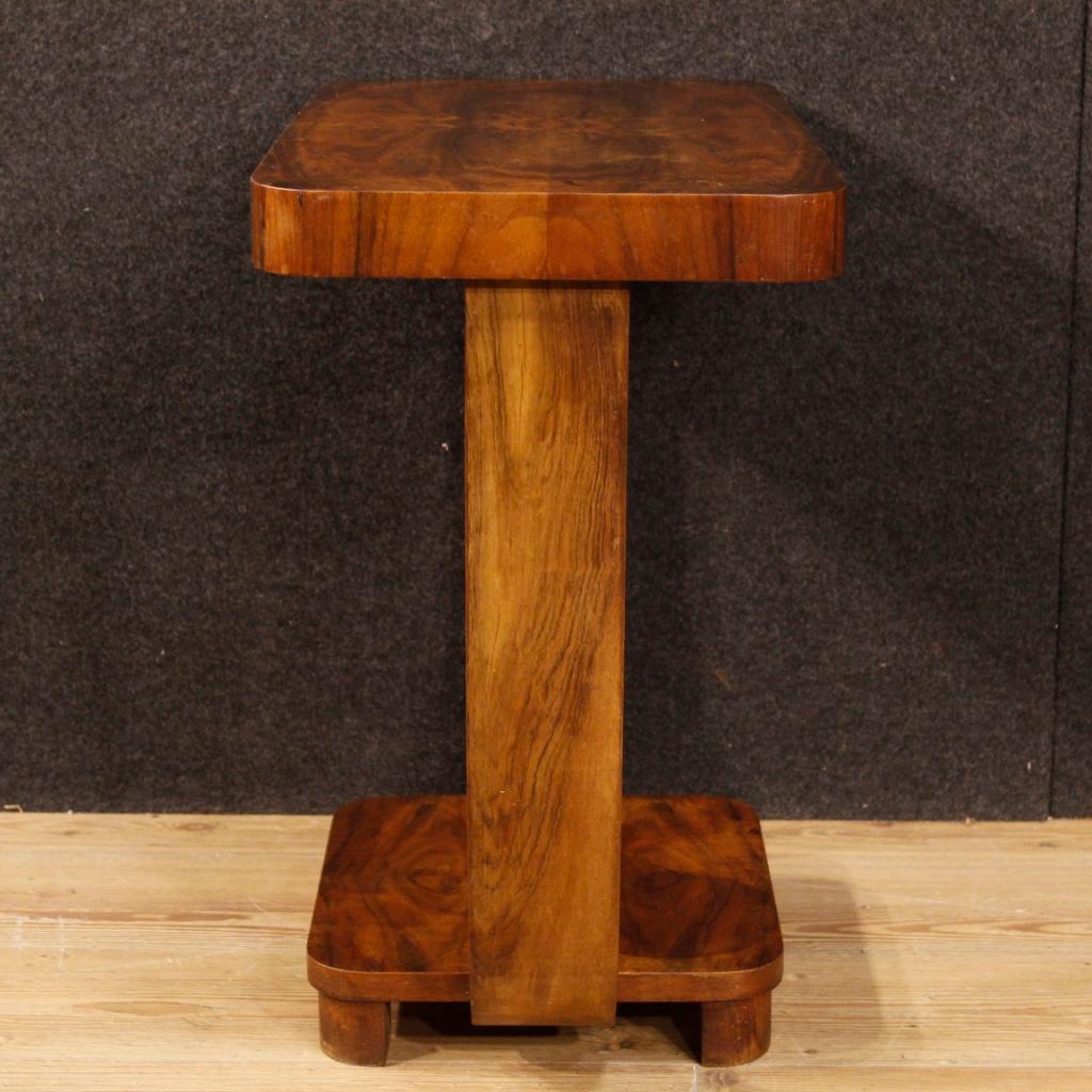 20th Century Walnut Wood Italian Art Deco Style Side Table, 1970 3