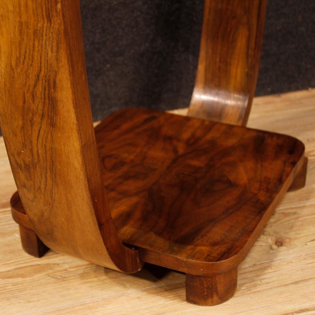 20th Century Walnut Wood Italian Art Deco Style Side Table, 1970 5