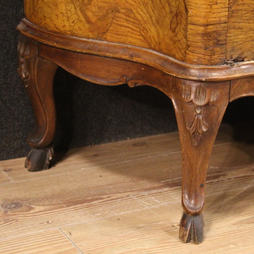 20th Century Walnut Wood with Antiqued Mirrors Italian Trumeau Desk Cabinet 1950s For Sale 3