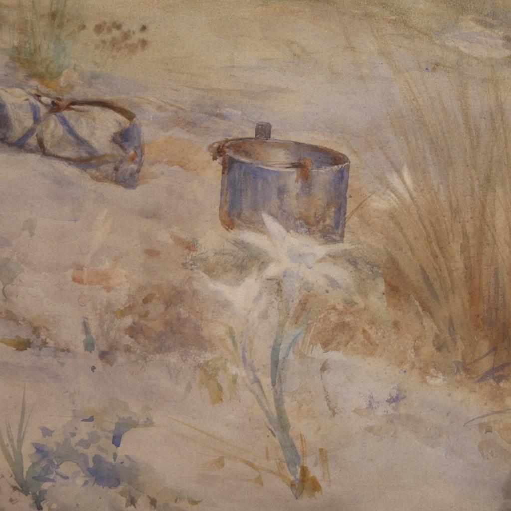 acuarela del siglo XX Pintura italiana firmada Paisaje marino, años 20 en venta 7