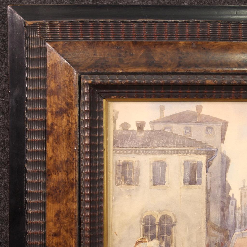 20. Jahrhundert Aquarell auf Papier Italienisch signiert Malerei Blick auf Venedig, 1950 im Angebot 4