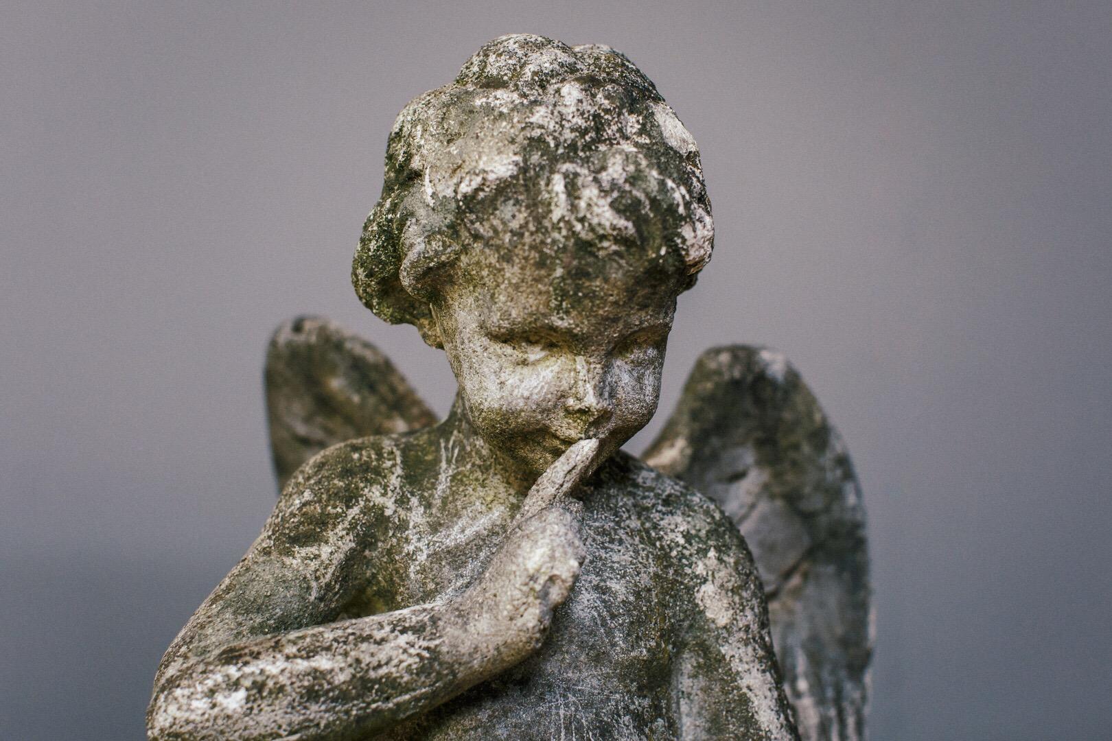 20th Century Weathered Angel Statue 6