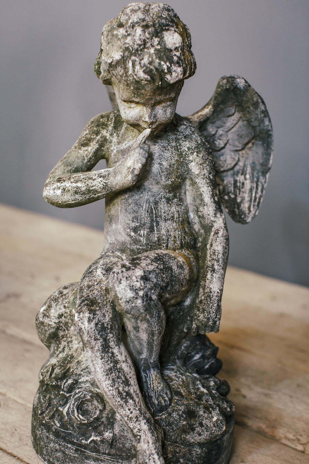 20th Century Weathered Angel Statue 7