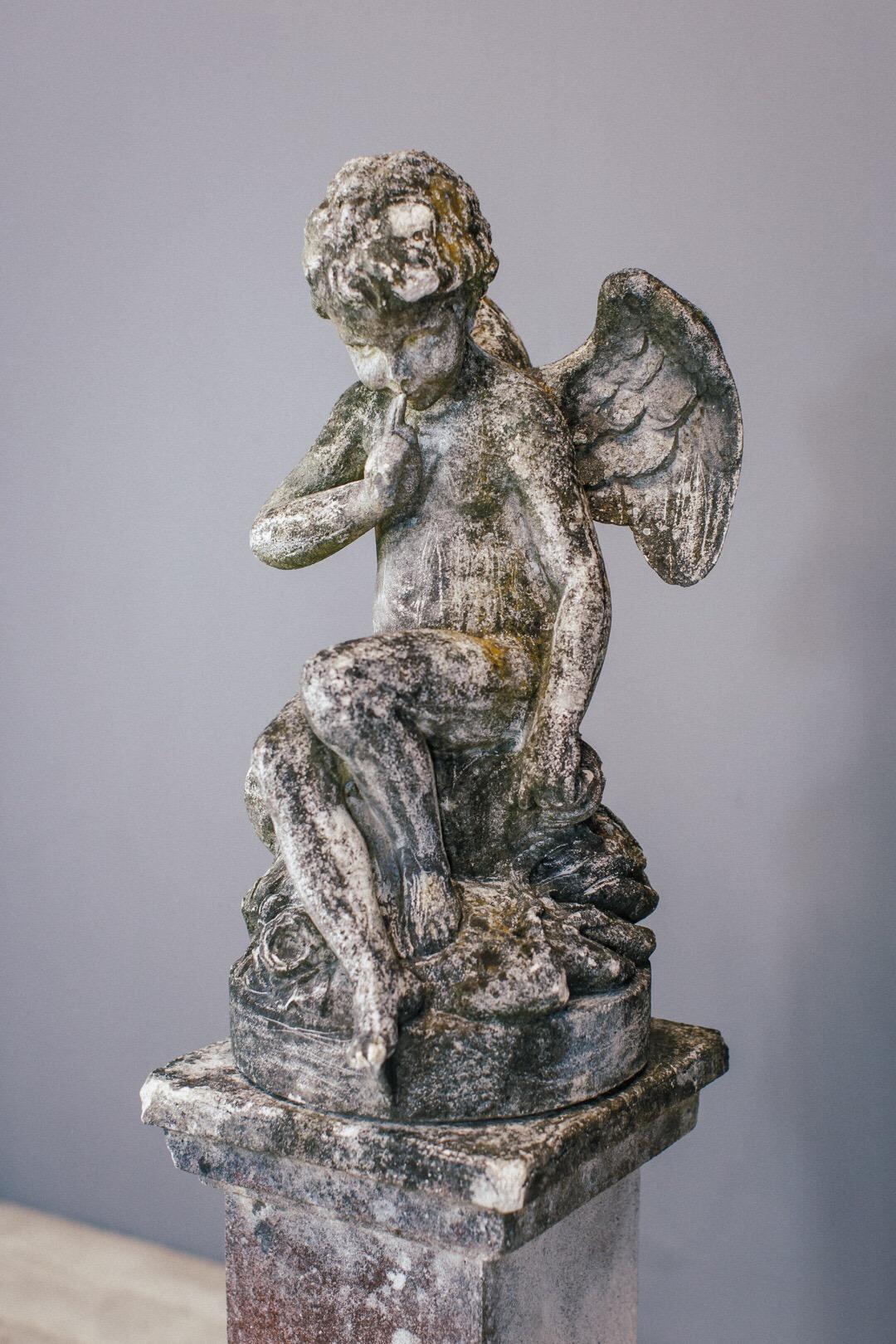 French 20th Century Weathered Angel Statue