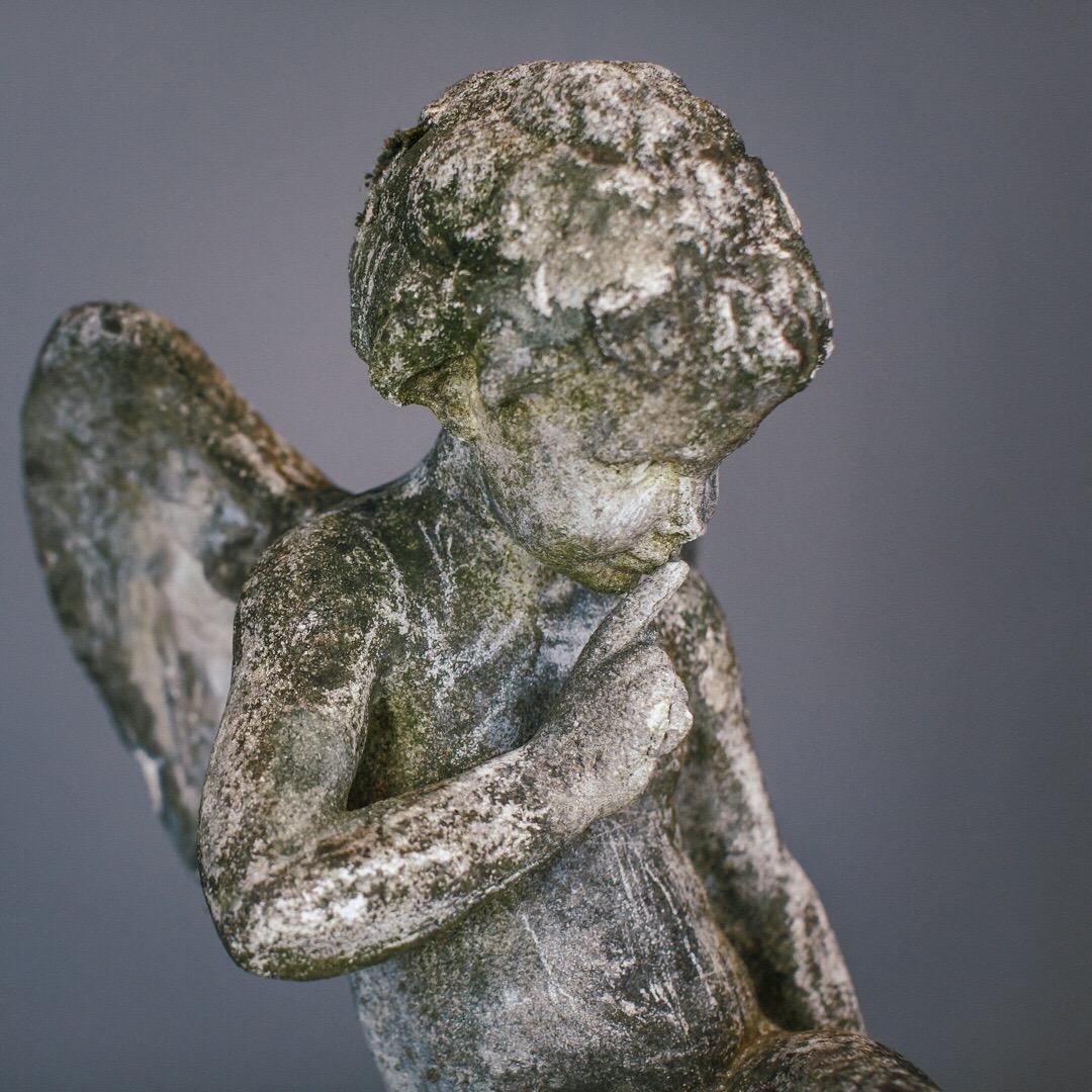 20th Century Weathered Angel Statue In Fair Condition In Pease pottage, West Sussex