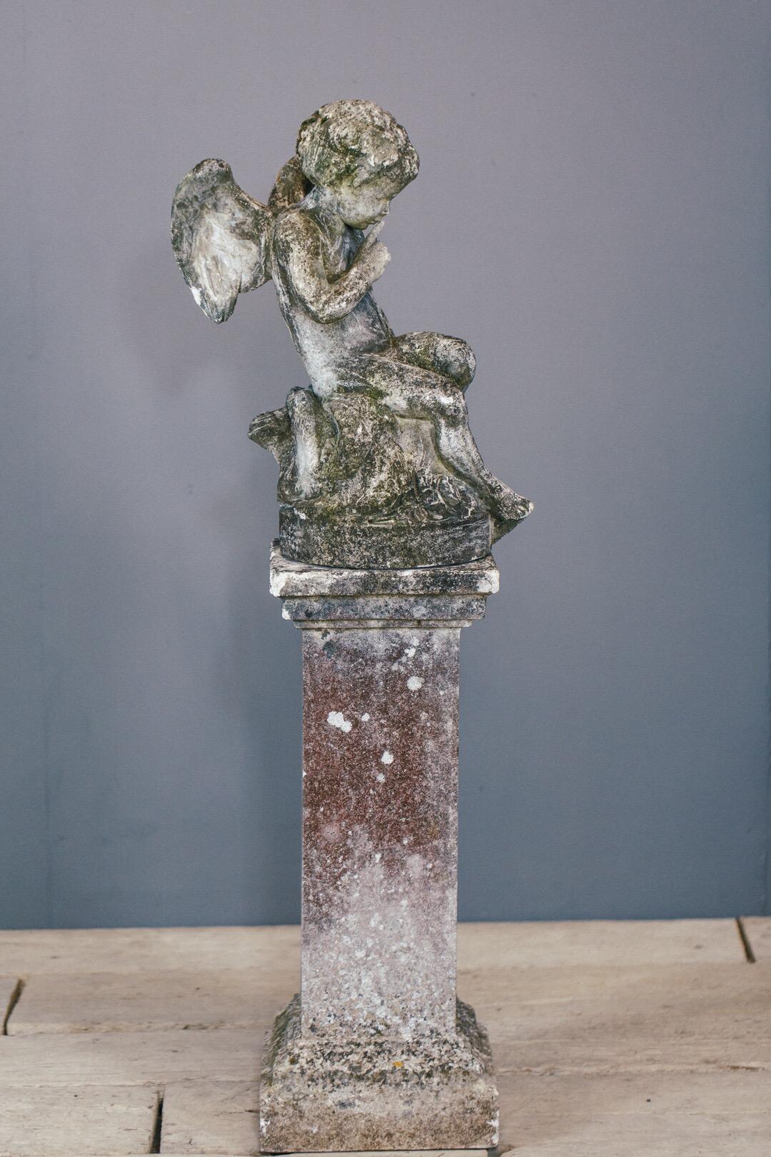 20th Century Weathered Angel Statue (Kunststein)