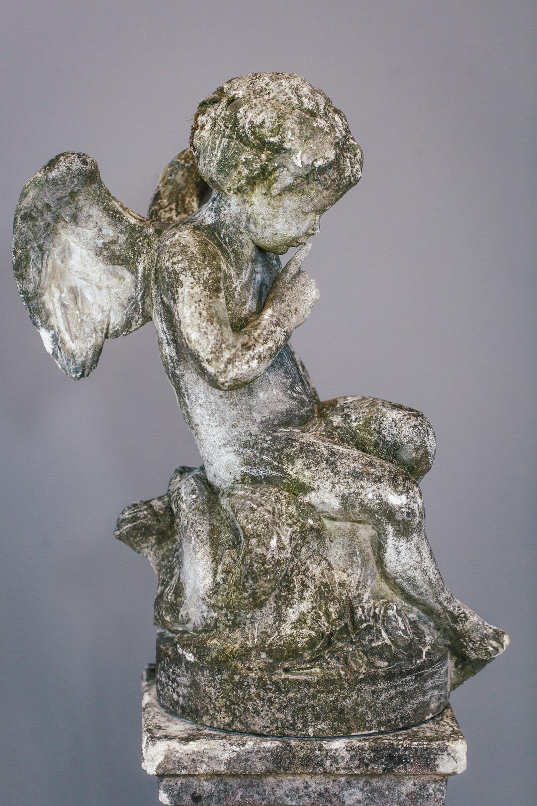 20th Century Weathered Angel Statue 1