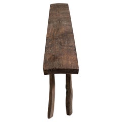 20th Century Weathered Oak Bench from France with Splayed Legs
