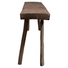 20th Century Weathered Oak Bench from France with Splayed Legs