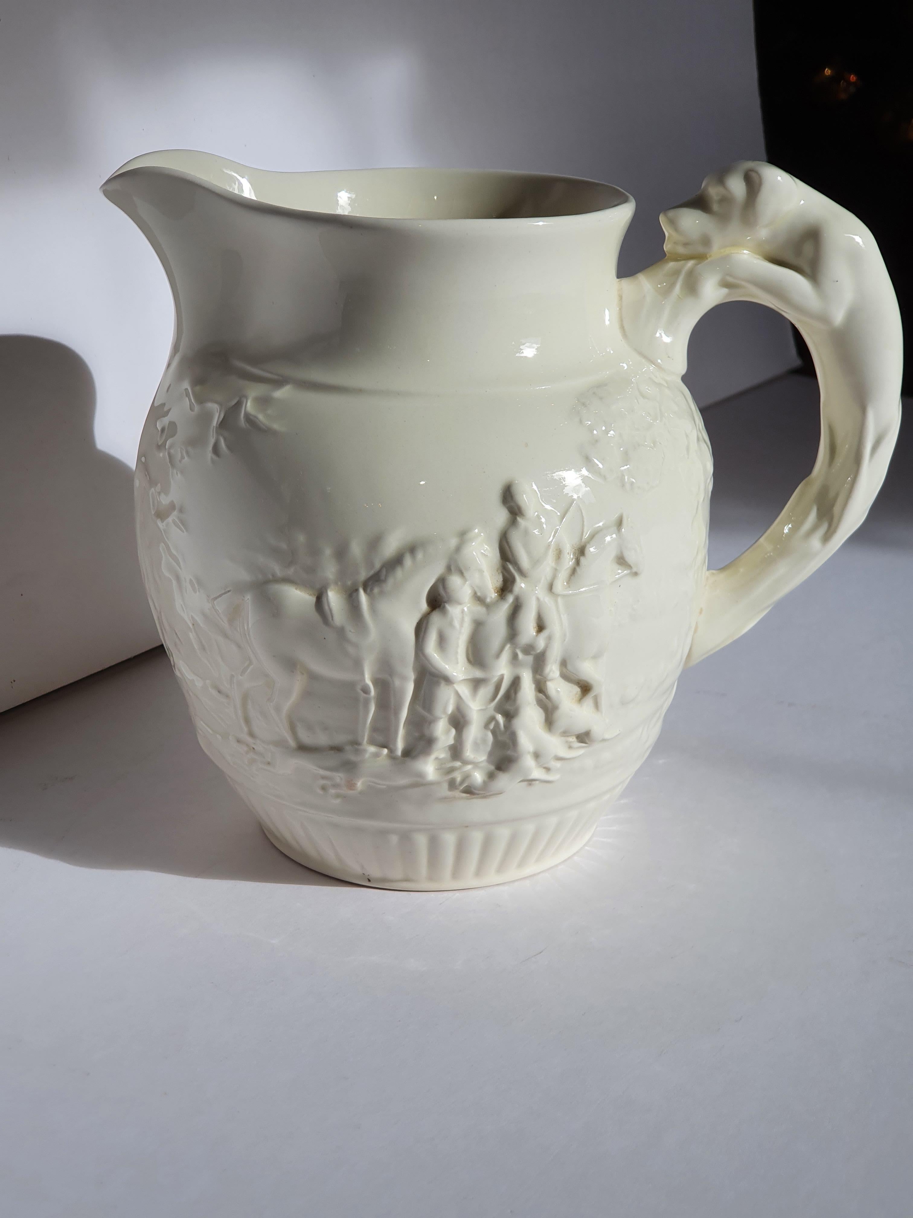 20th Century Wedgwood Creamware Fox Hunting Jug, England, circa 1970 1