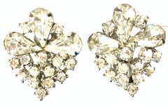 20th Century Weiss Style Pair Of Silver & Austrian Crystal Earrings
