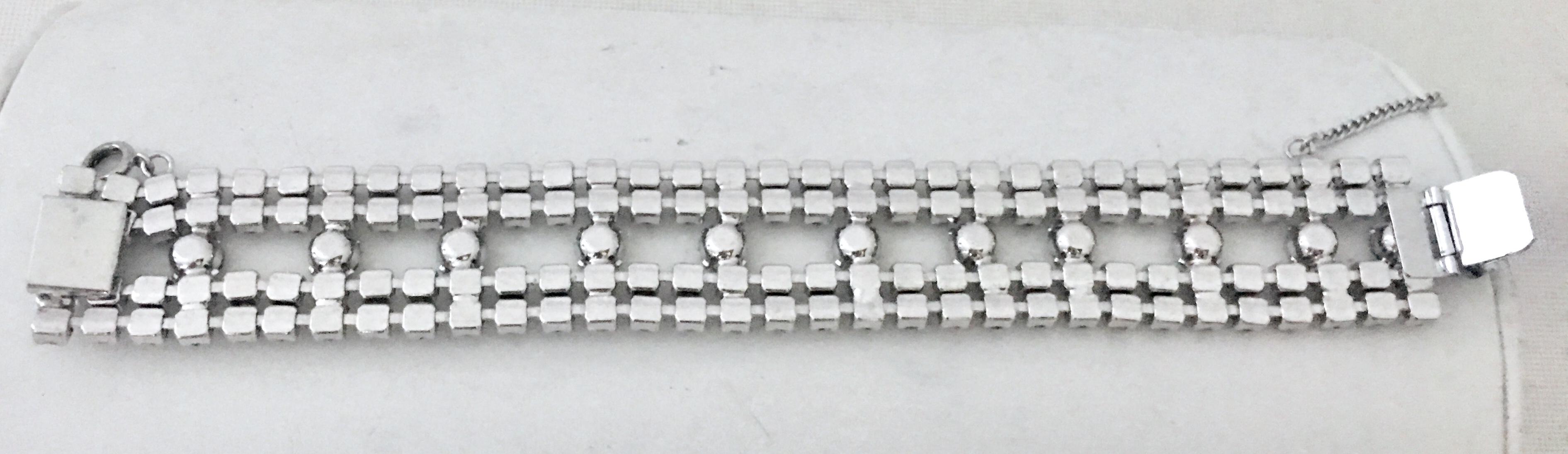 20th Century Weiss Style Silver & Swarovski Crystal Art Deco Style Bracelet For Sale 6