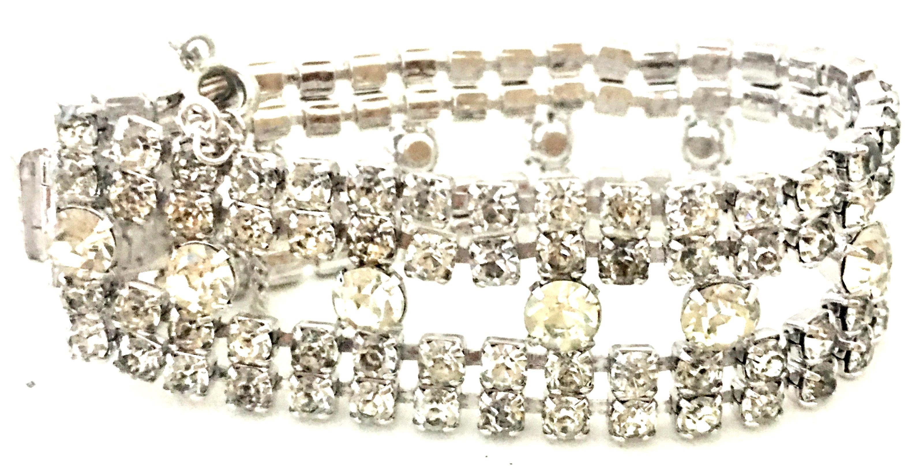20th Century Weiss Style Silver & Swarovski Crystal Art Deco Style Bracelet For Sale 1