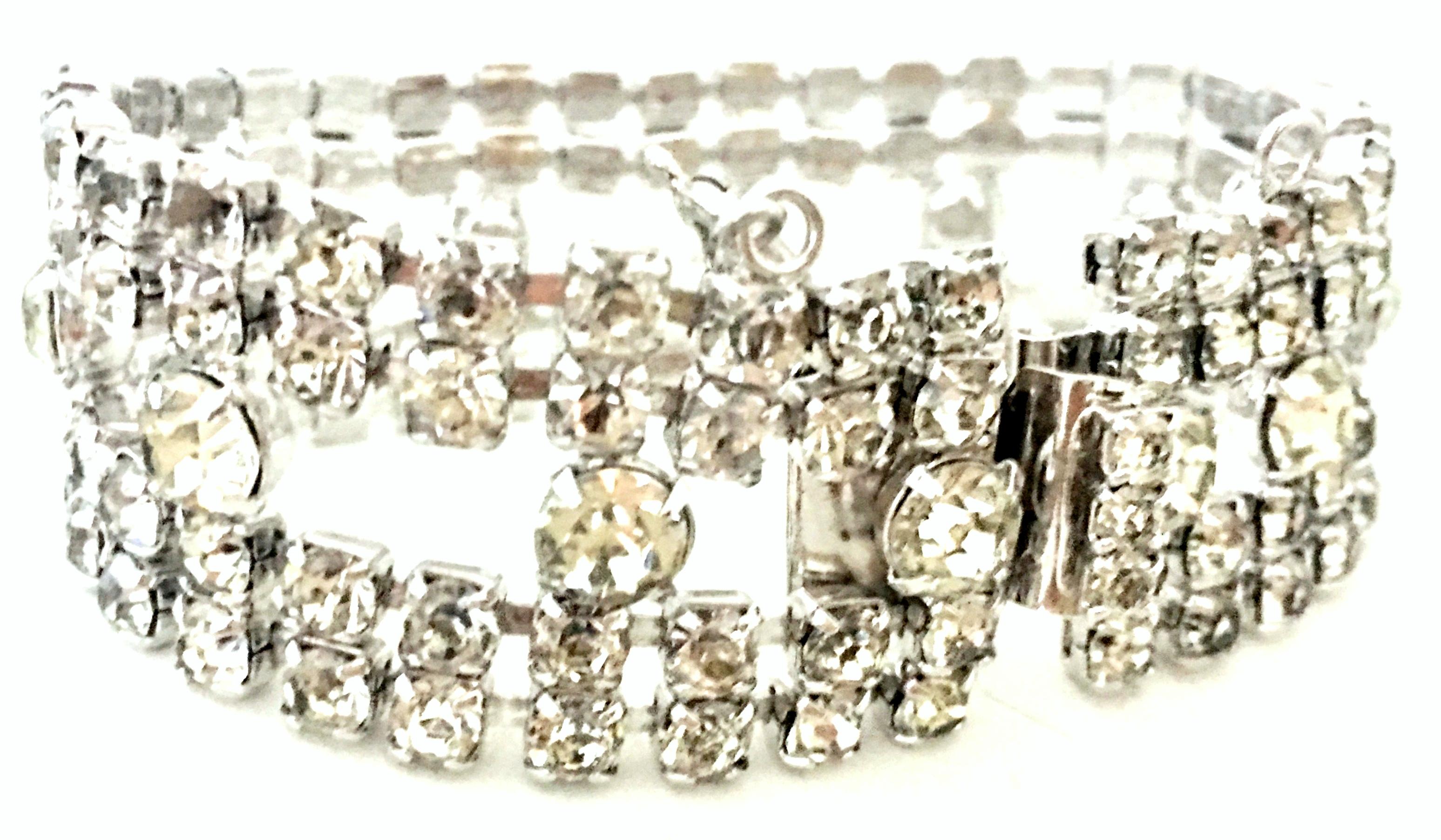20th Century Weiss Style Silver & Swarovski Crystal Art Deco Style Bracelet For Sale 2