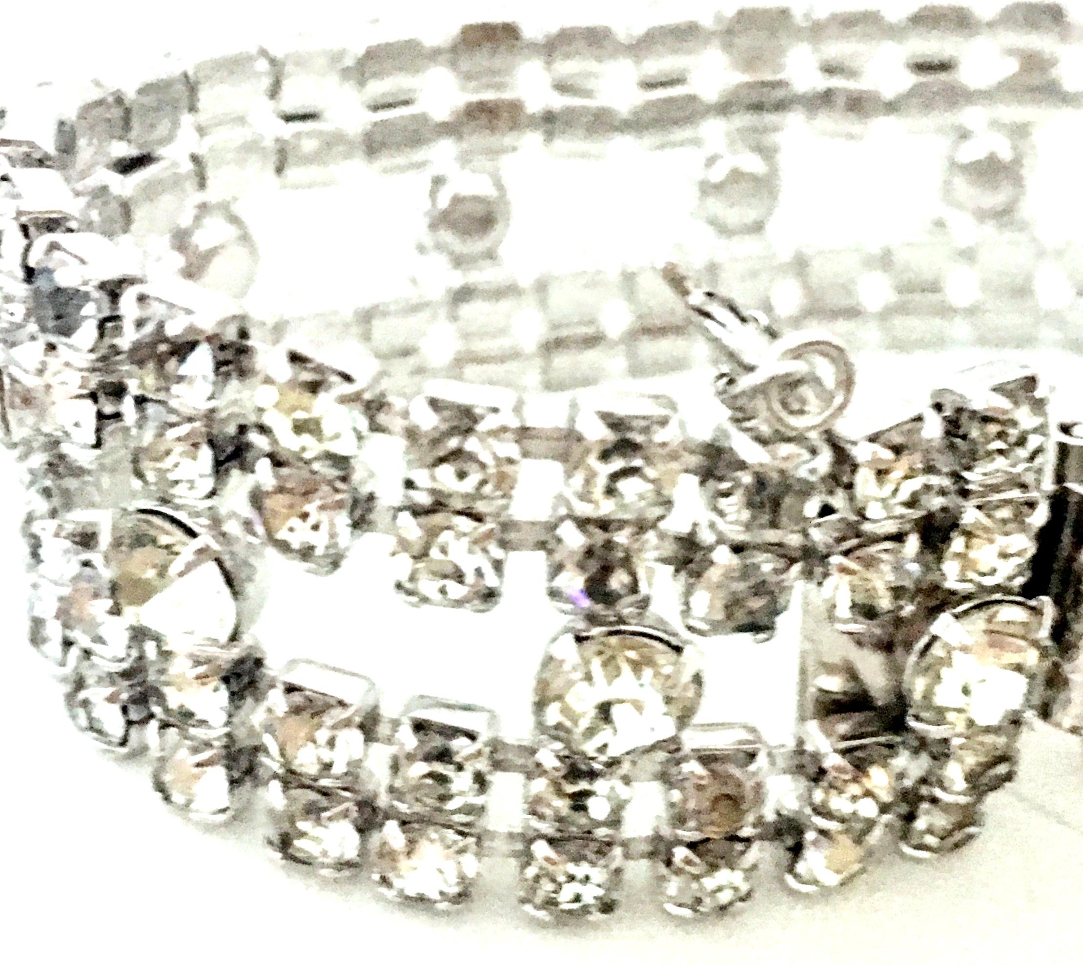 20th Century Weiss Style Silver & Swarovski Crystal Art Deco Style Bracelet For Sale 3