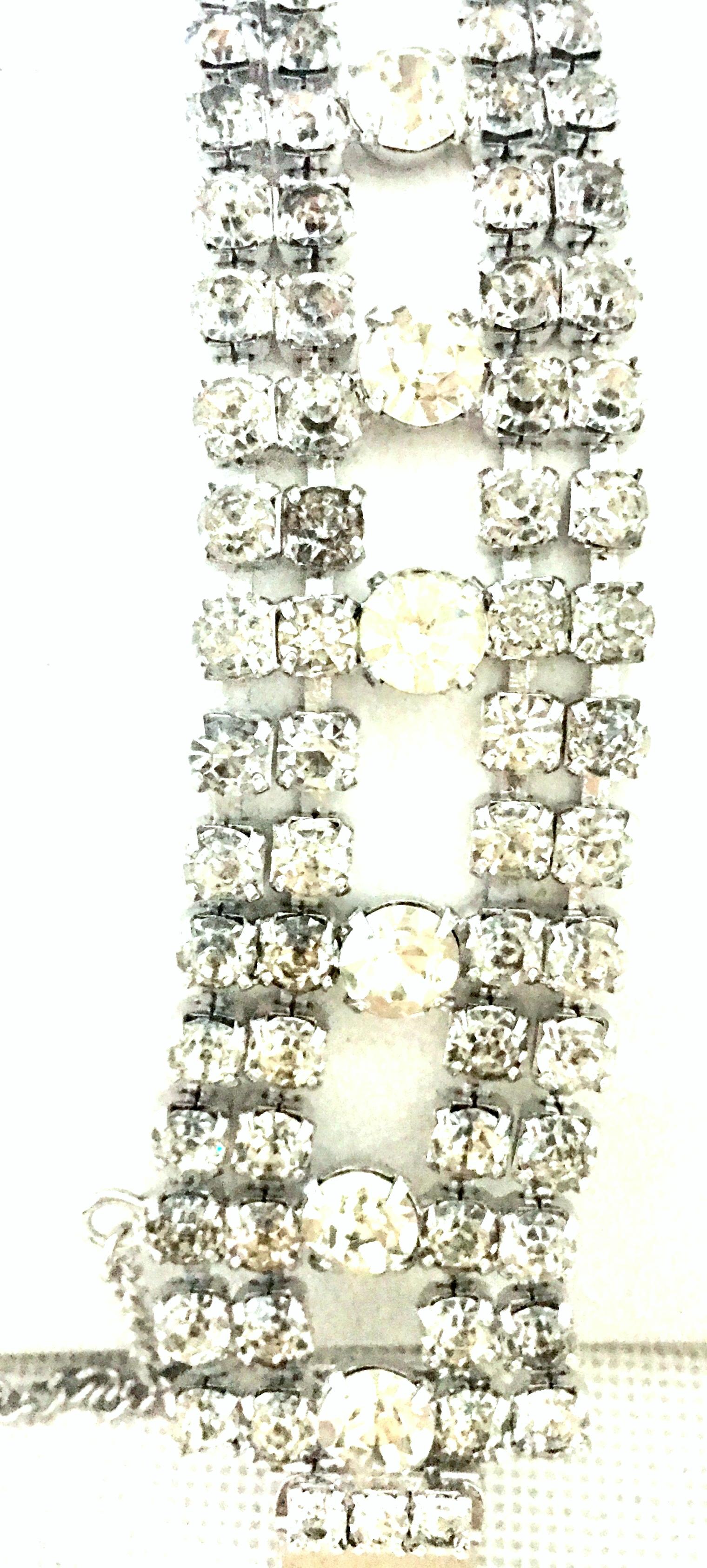20th Century Weiss Style Silver & Swarovski Crystal Art Deco Style Bracelet For Sale 4