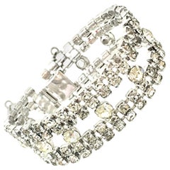 Vintage 20th Century Weiss Style Silver & Swarovski Crystal Art Deco Style Bracelet