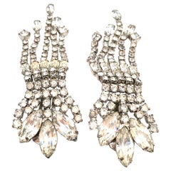 20th Century Weiss Style Silver & Swarovski Crystal Chandelier Earrings