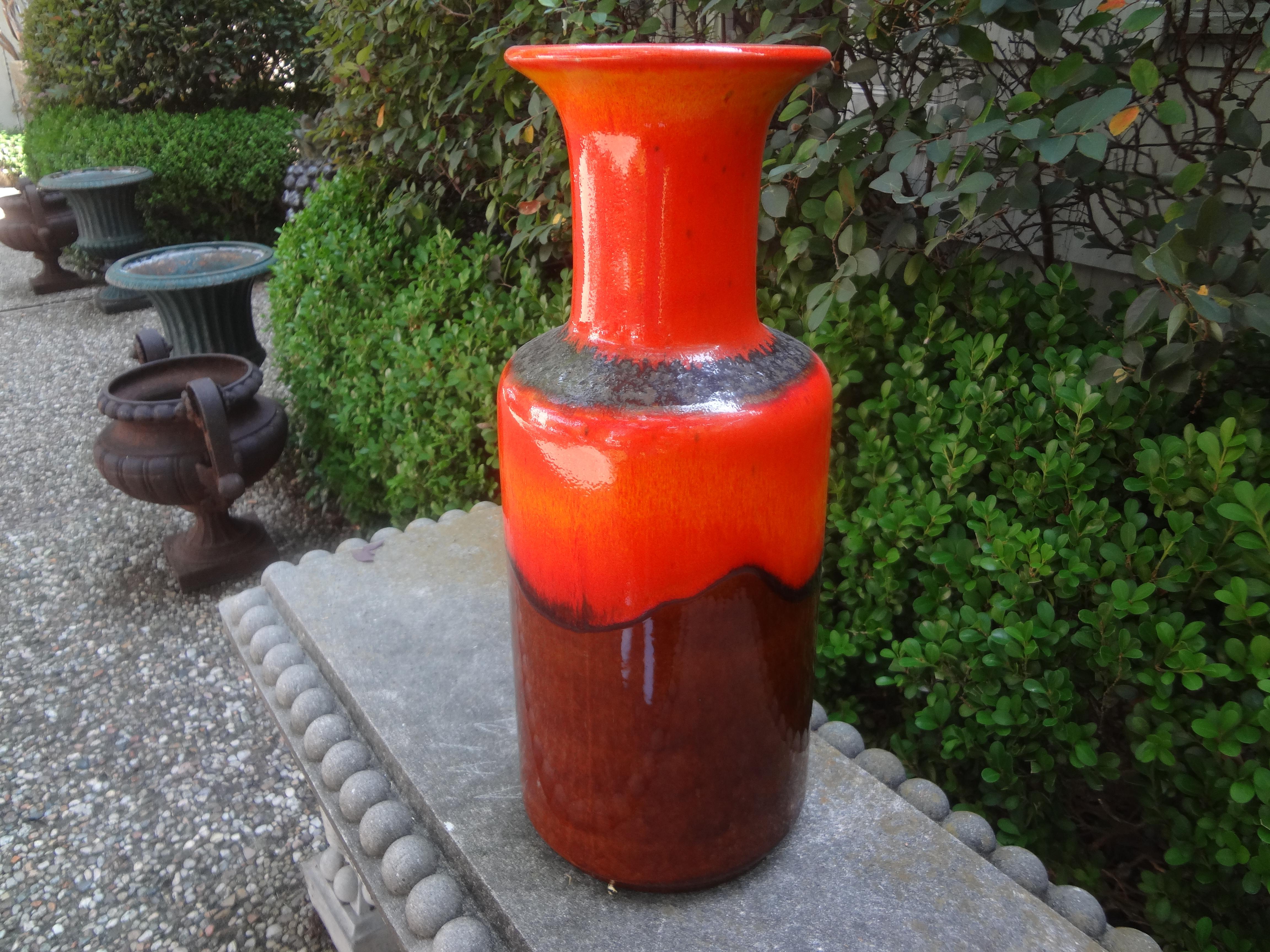 20th Century West German Glazed Pottery Vase In Good Condition For Sale In Houston, TX