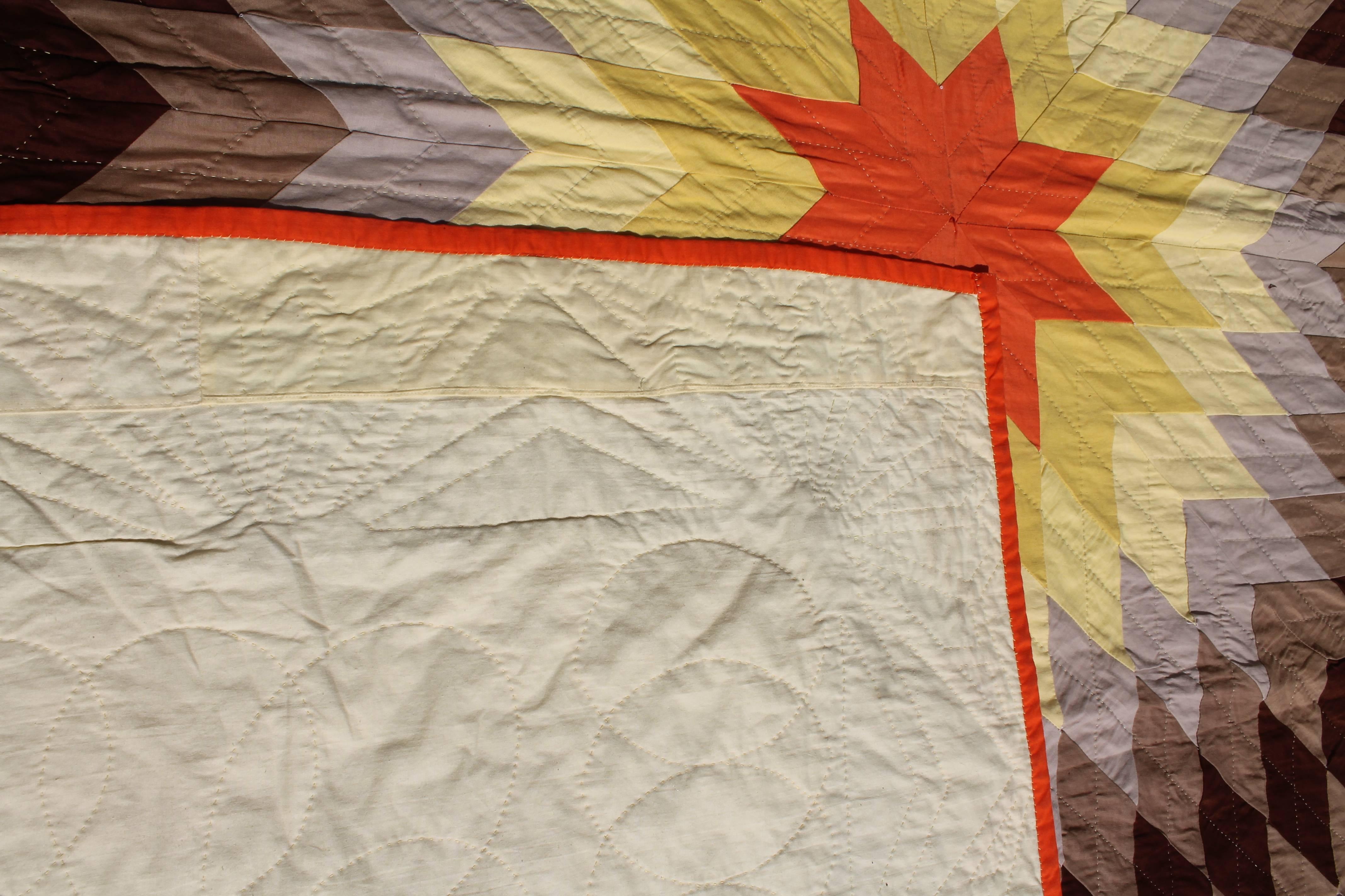 Hand-Crafted 20th Century Western Eight Point Star Quilt