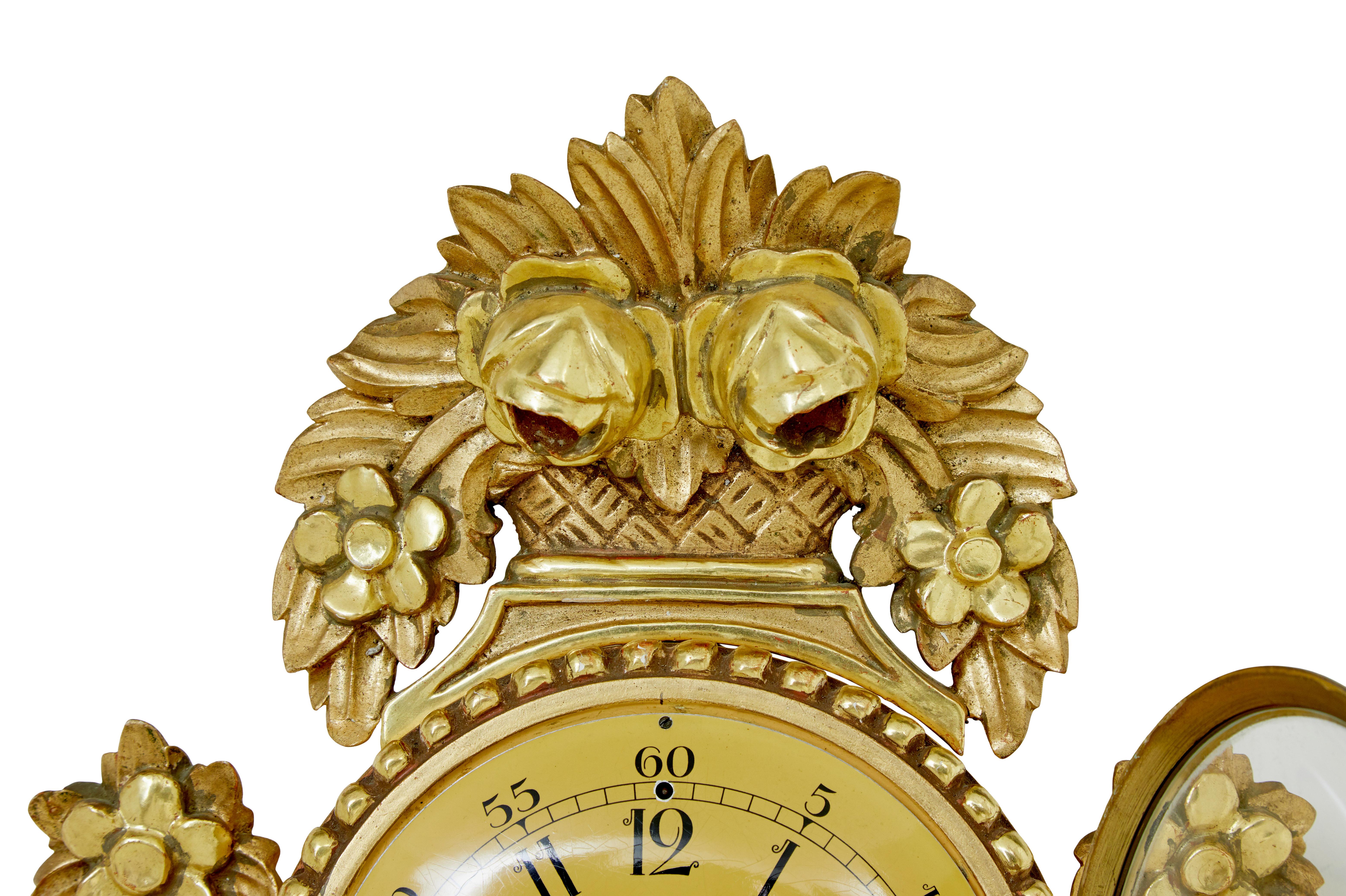 Rococo 20th century Westerstrand rococo revival gilt carved clock For Sale