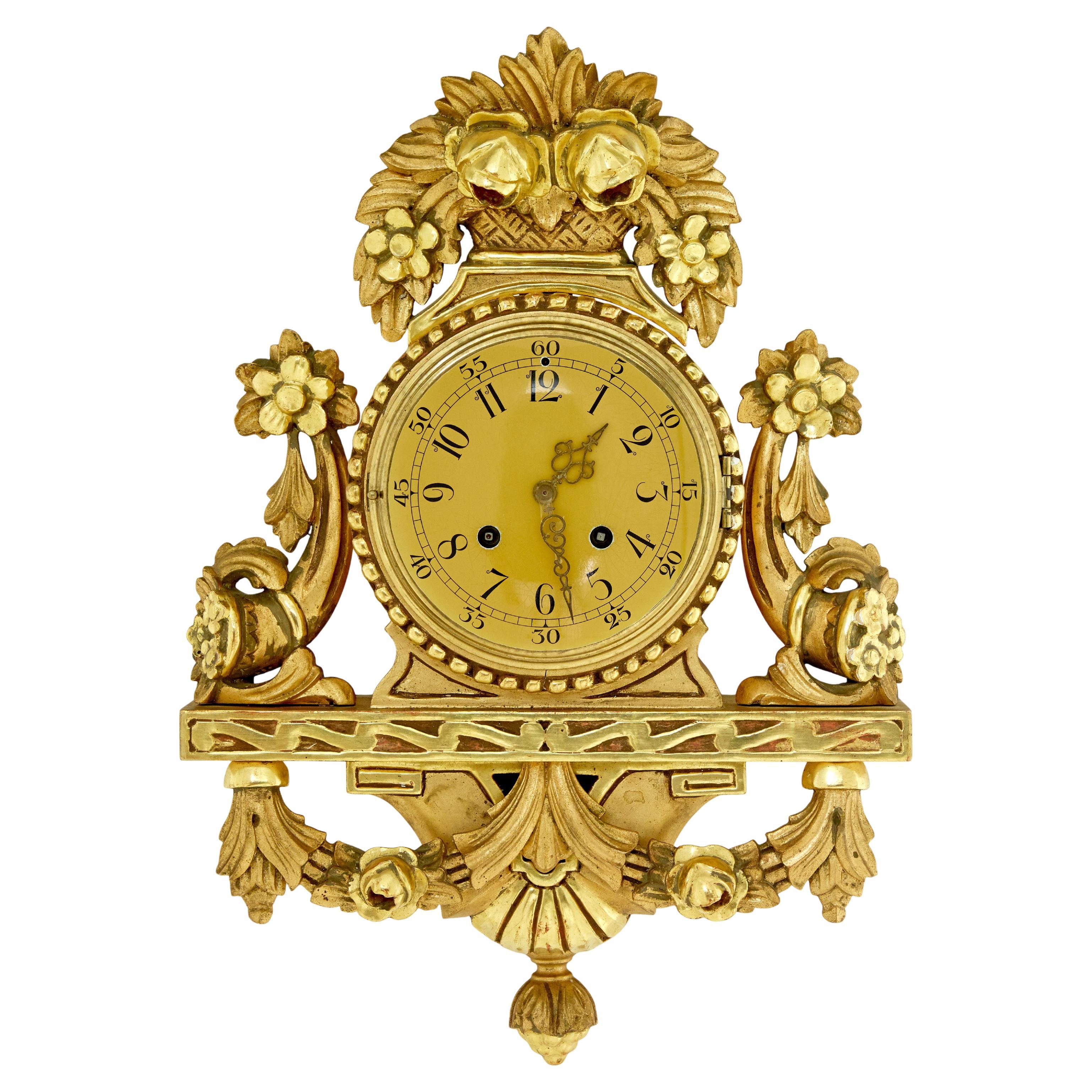 20th century Westerstrand rococo revival gilt carved clock