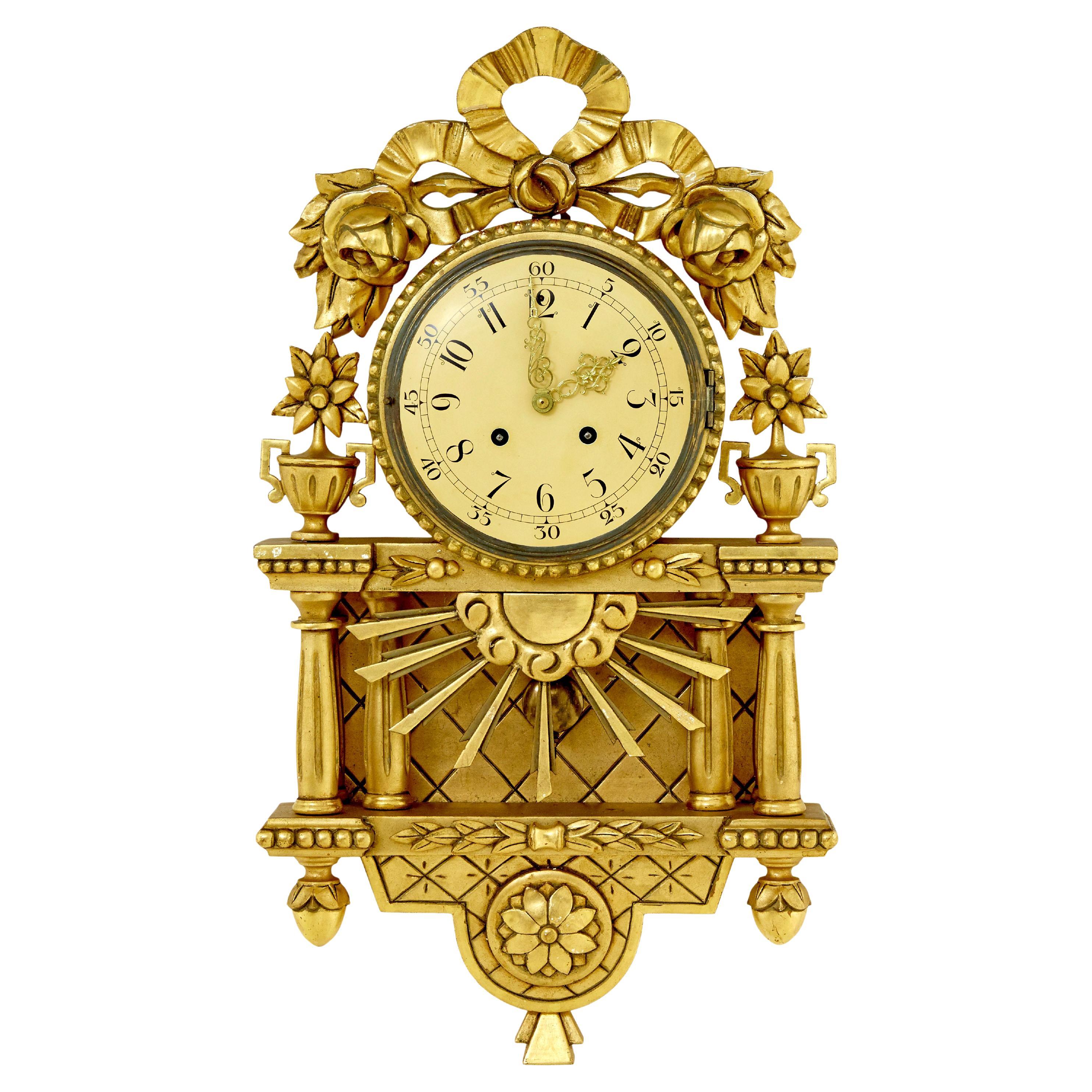 20th century Westerstrand rococo revival gilt wall clock