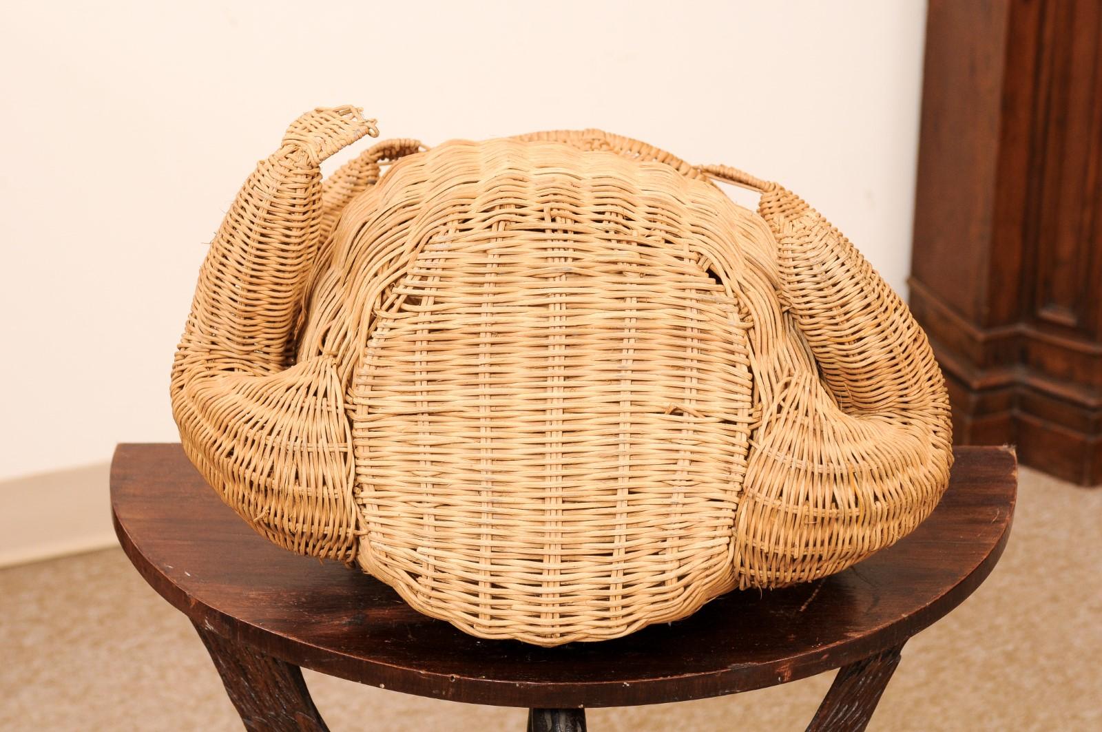 20th Century Whimsical Italian Wicker Frog Basket For Sale 9