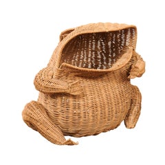 20th Century Whimsical Italian Wicker Frog Basket
