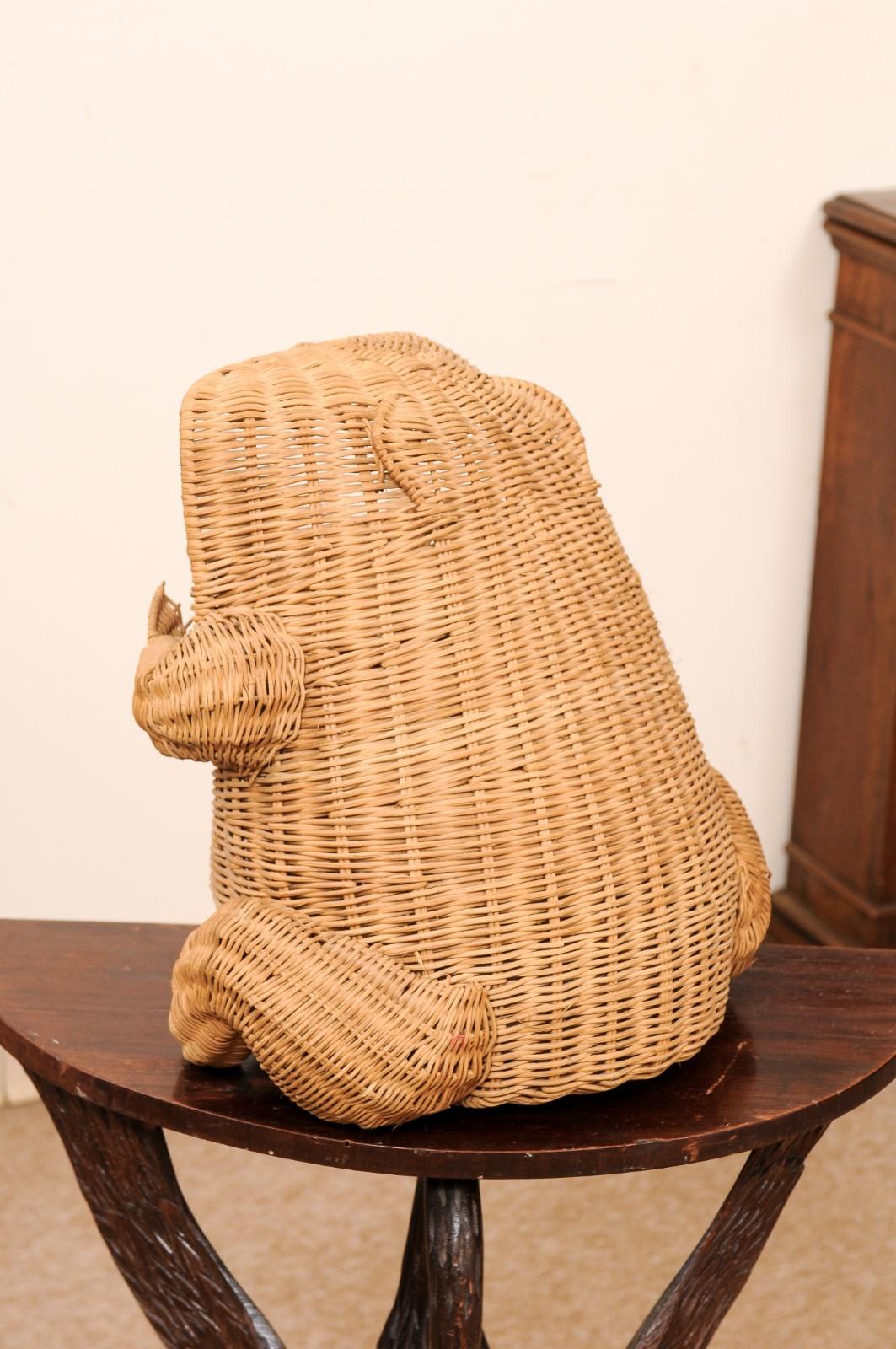 20th Century Whimsical Italian Wicker Frog Basket For Sale 3