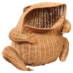 Vintage 20th Century Whimsical Italian Wicker Frog Basket