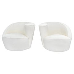 20th Century White American Pair of Nautilus Swivel Chairs by Vladimir Kagan