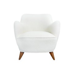 20th Century White American Walnut Single Barrel Club Chair by Vladimir Kagan