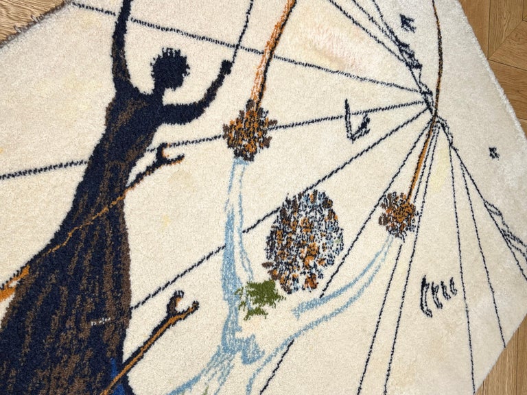 20th Century White and Blue Alice in Wonderland Salvador Dalí Rug, ca ...