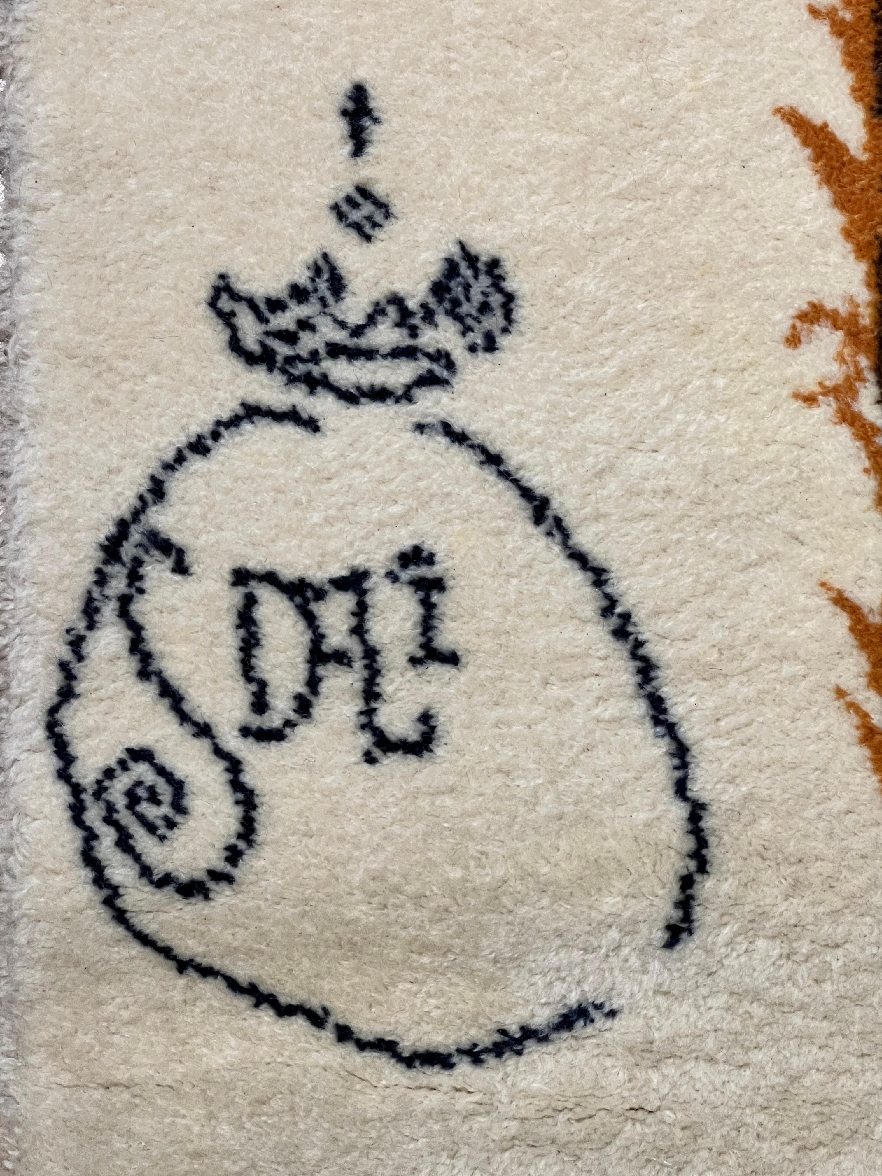 Danish 20th Century White and Blue Alice in Wonderland Salvador Dalí Rug, ca 1977 For Sale